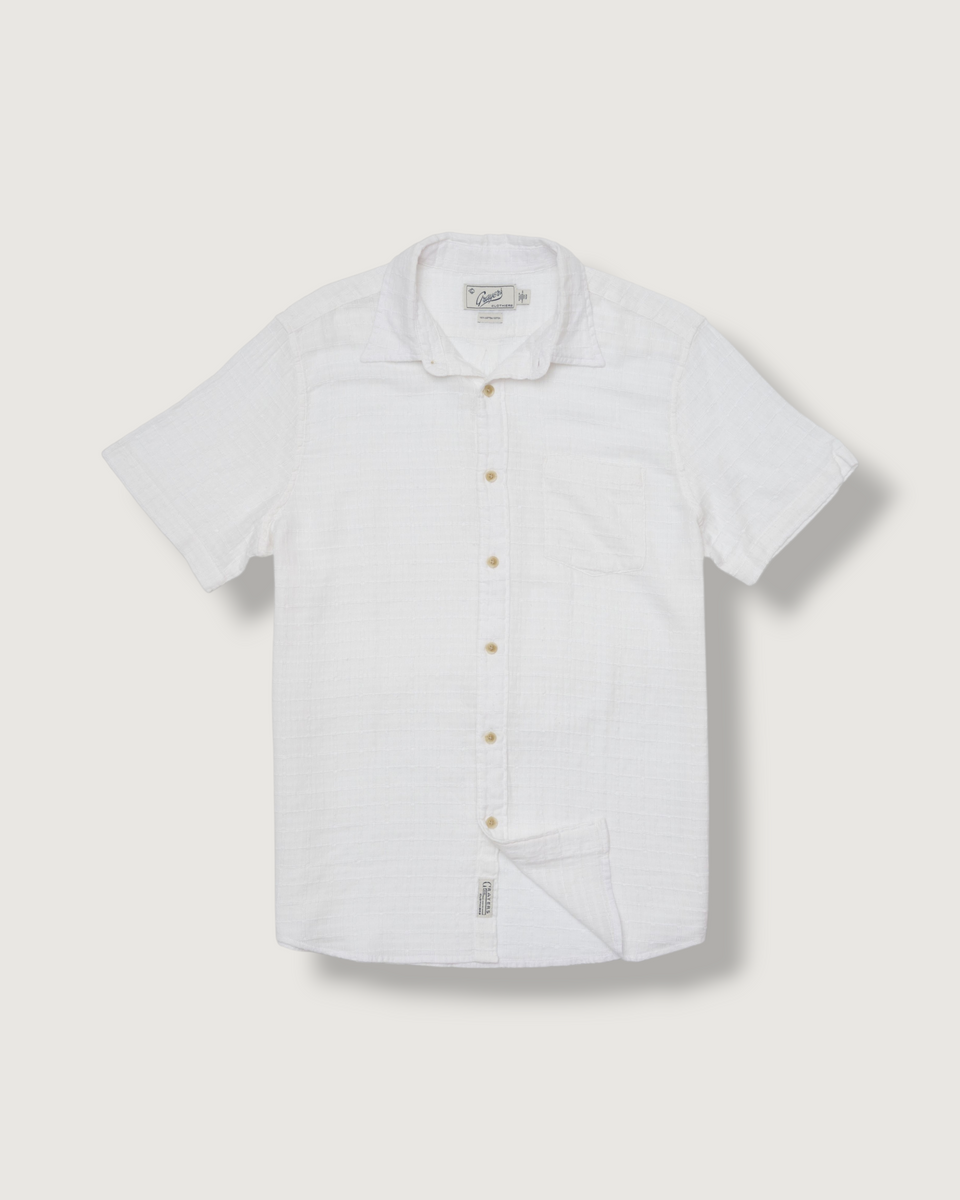 Bamboo Dobby Short Sleeve Shirt - White – Grayers