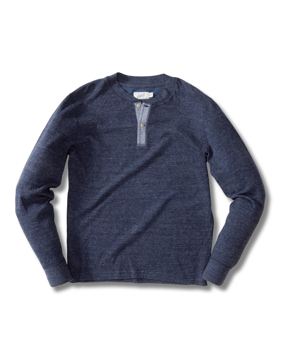 Chemise Alesbury Blue Heather Henley Manches Longues 1/4 Bouton – Taille LT Homme