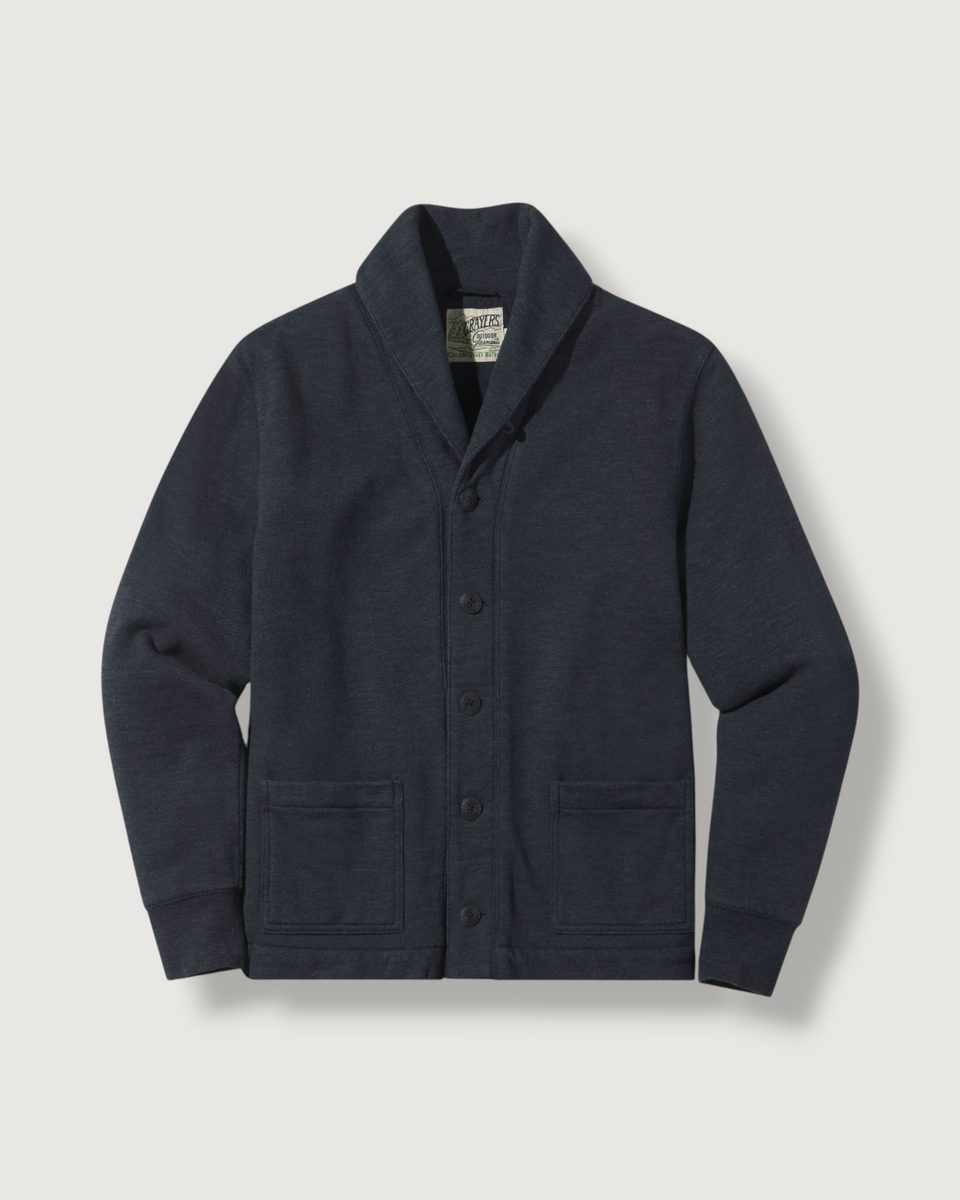 Dunlop Waffle Lined Shawl Cardigan - Blue Graphite – Grayers