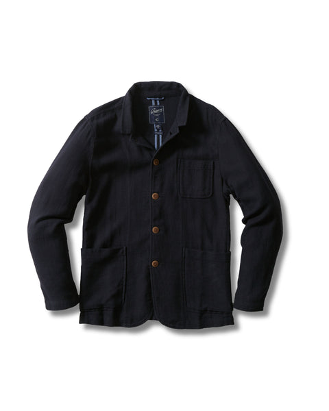 Nelson Ramie Stand Up Collar Jacket - Navy – Grayers