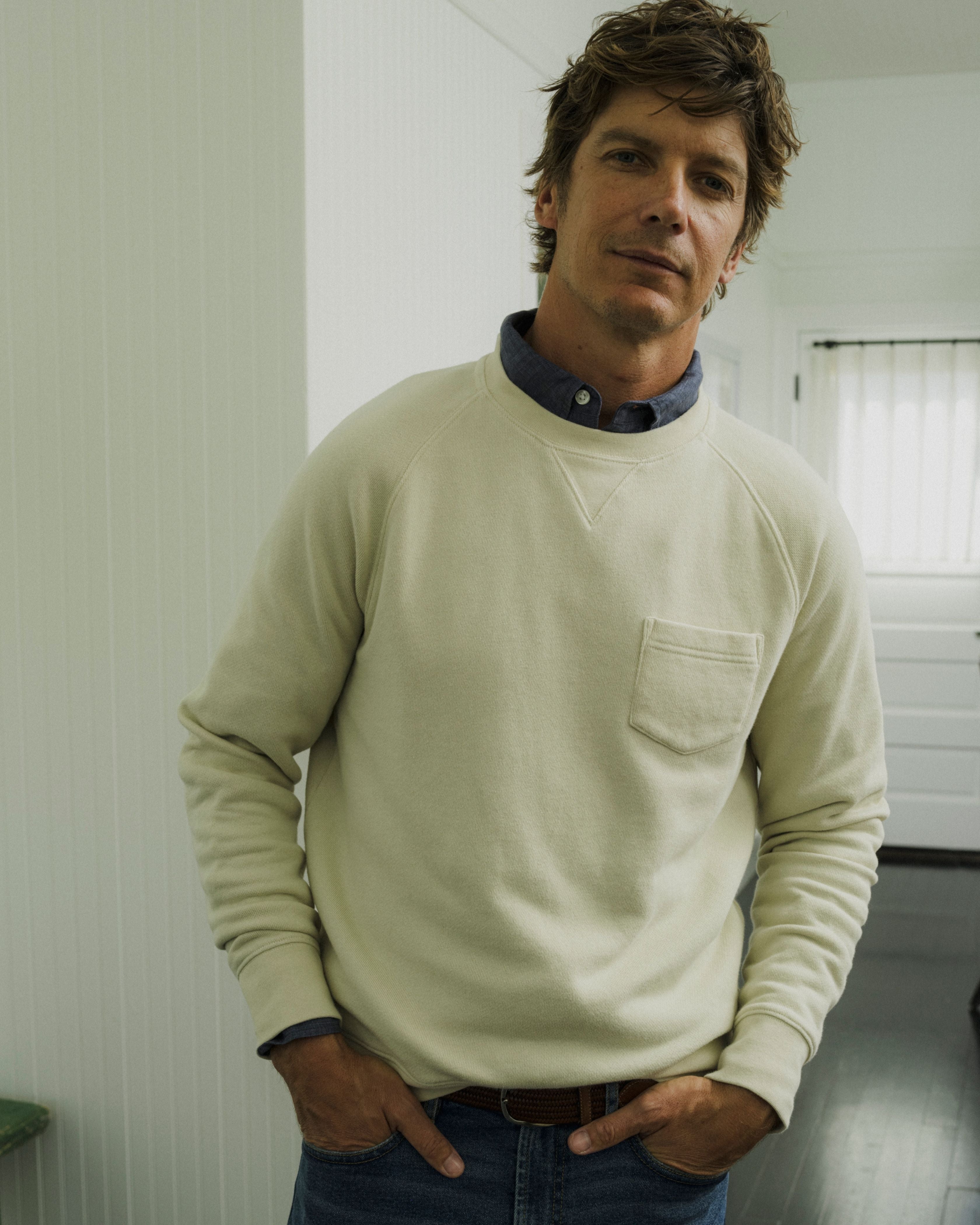 Terry Rivers Color Sunfaded Terry Crew - Vaporous Gray – Grayers