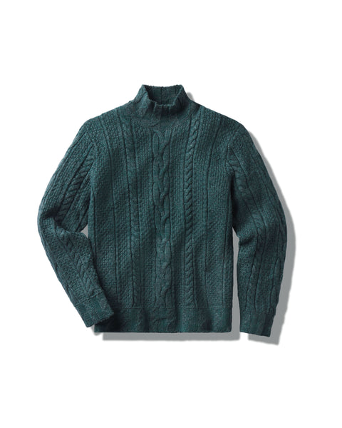 Fisherman Cable Turtleneck - Bottle Green – Grayers