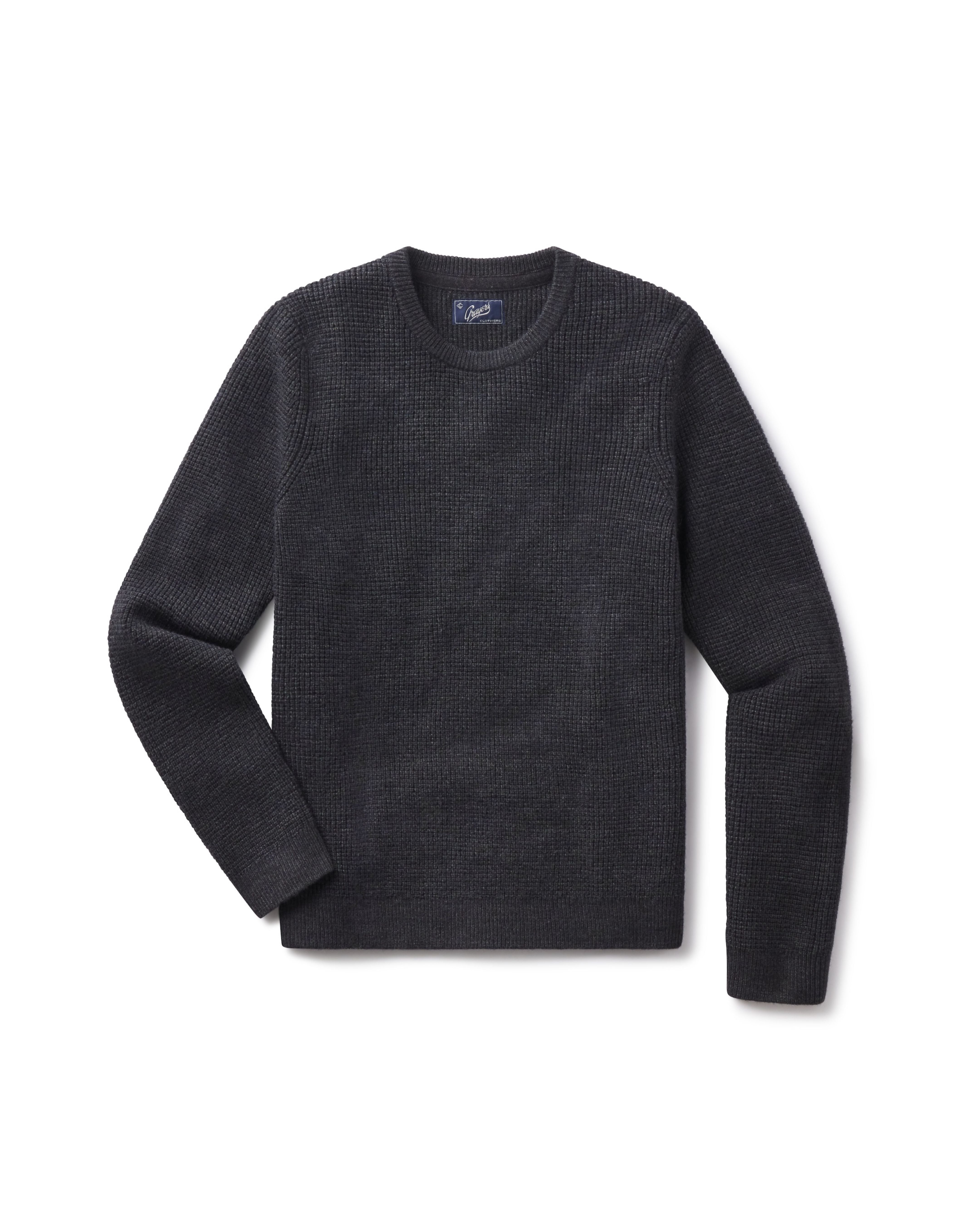 Waffle Stitch Crew Sweater Charcoal – Grayers - Main Image
