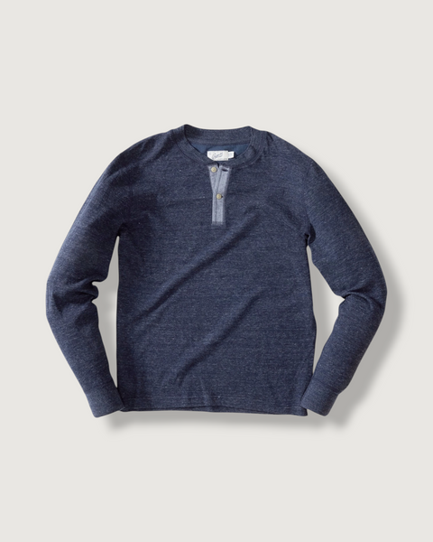 New Windsor Double Cloth Henley - Navy Heather – Grayers