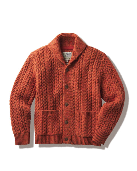 Melange Cable Shawl Cardigan - Burnt Orange – Grayers