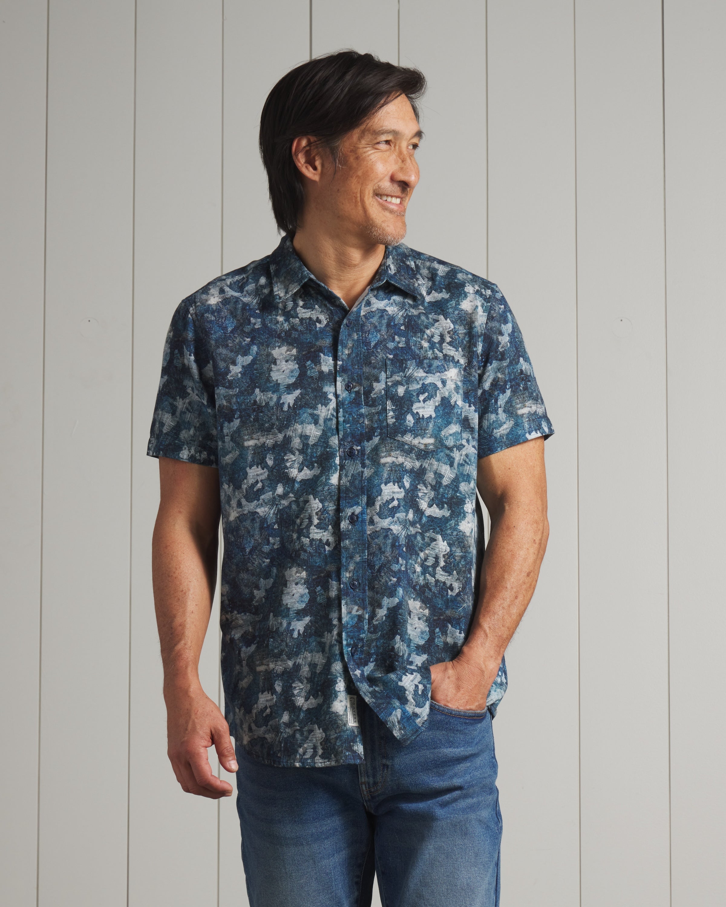 blue camo dress shirt Wyobmus Mens Button Down Shirt Camo Print Stretch Dress Shirt Long Sleeve Turndown Collar Casual Blouse Shirt B-Camouflage