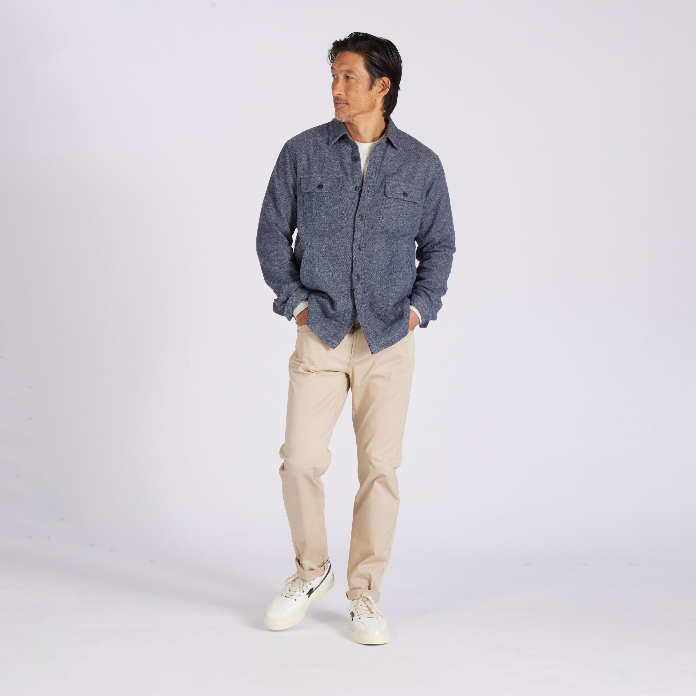 Flannel Twill Shirt Jacket - Sky Captain Grayers Flannel Twill Shirt Jacket - Sky Captain Grayers