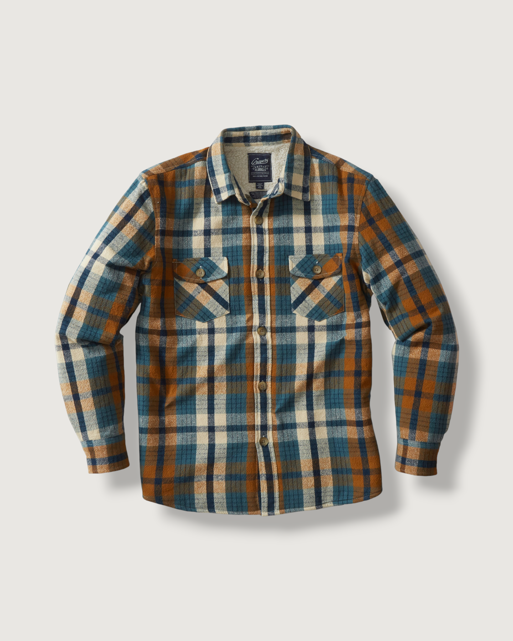 Edmund Sherpa Lined Shirt Jacket - Blue Biscuit Grayers Edmund Sherpa Lined Shirt Jacket - Blue Biscuit Grayers