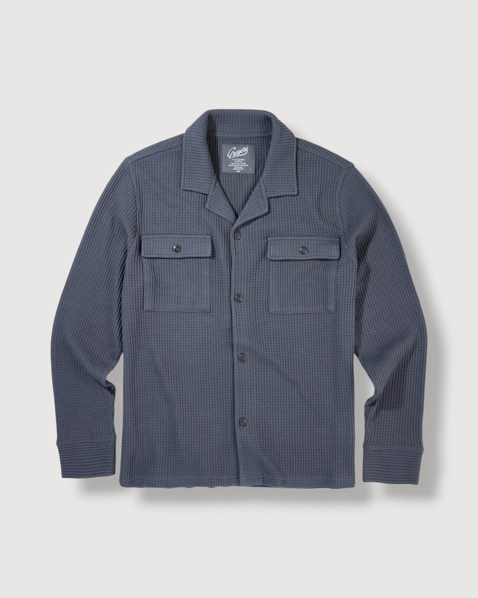 Grayers Waffle Button Front Camp Shirt - Charcoal Grayers Waffle Button Front Camp Shirt - Charcoal