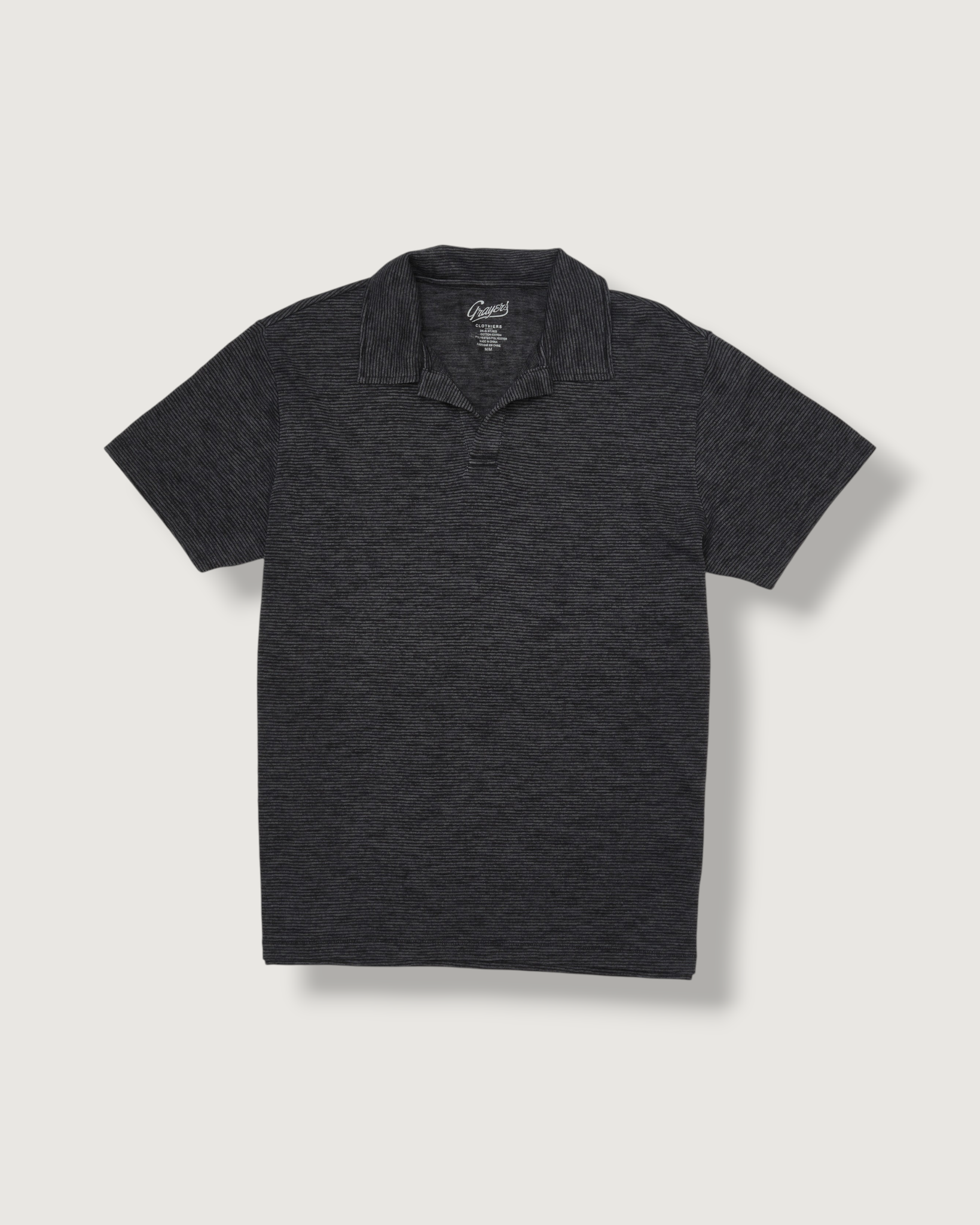 Feeder Stripe Loose Knit Johnny Collar Polo - Forged Iron – Grayers