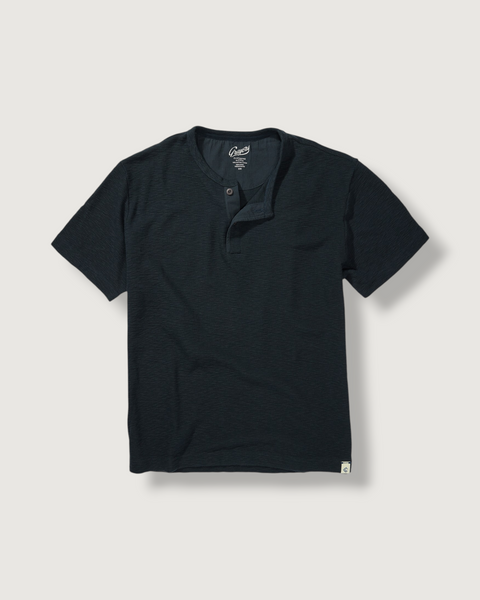 Clint Waffle Cotton Short Sleeve Henley - Dark Navy – Grayers