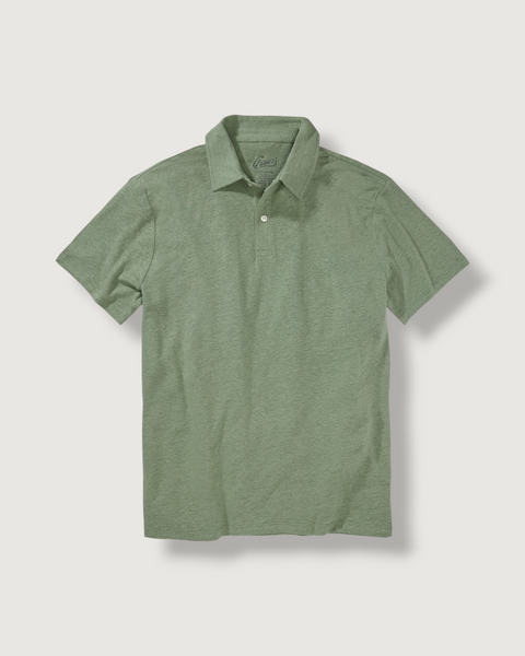 Positano Linen Blend Polo - Hedge Green – Grayers
