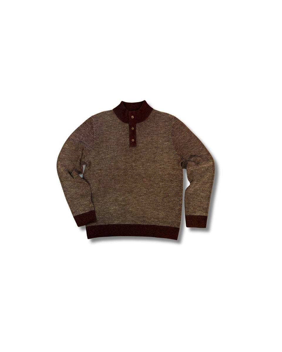Daniel Ruck Stitch Button mock SMP - Khaki Brown – Grayers