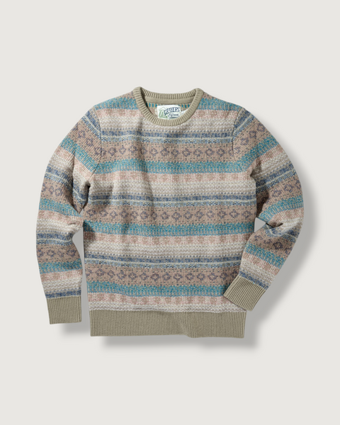 Sideout Fairisle Crew - Oatmeal Olive – Grayers