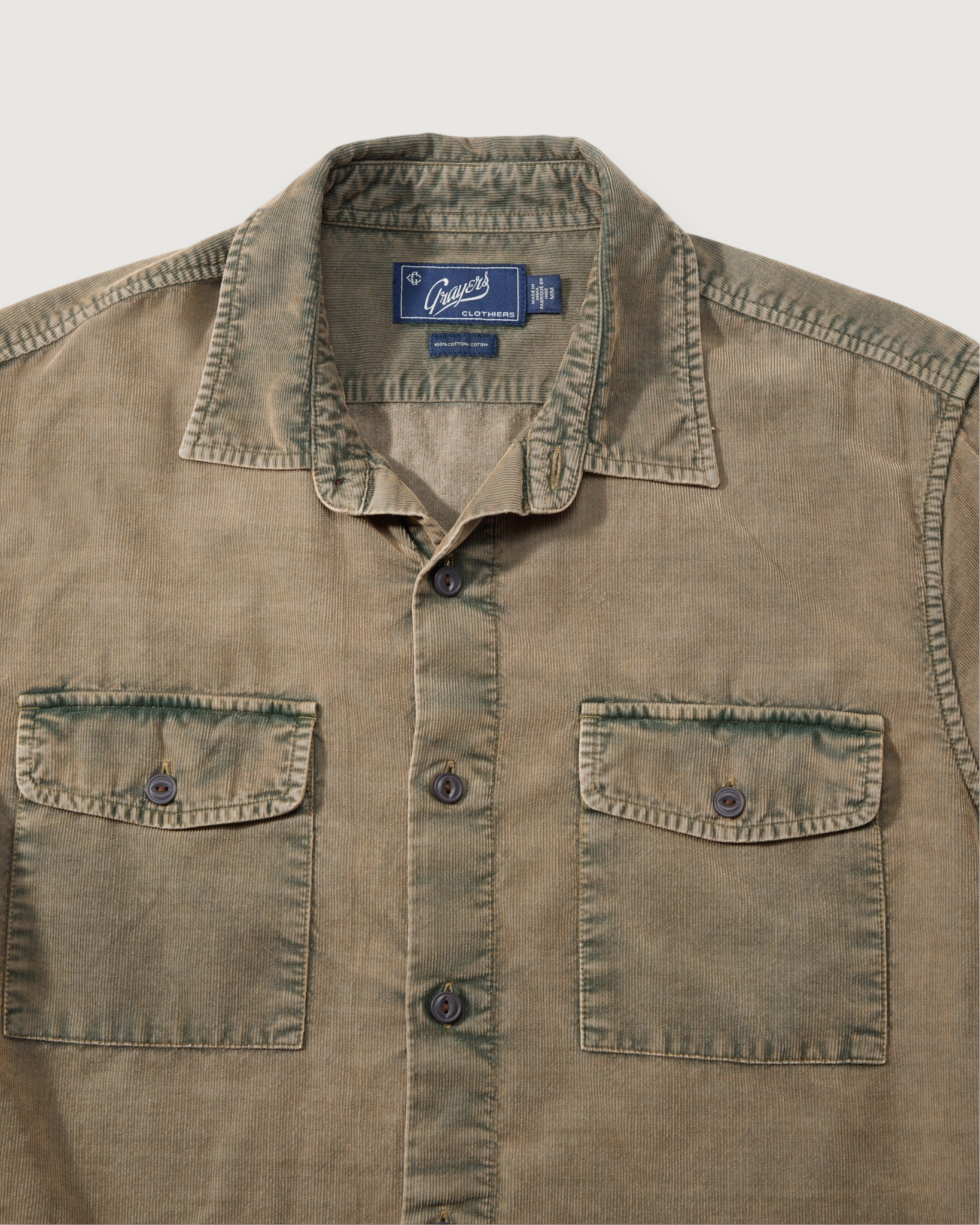 Jeremiah Vintage Garment Dyed Cord Shirt - Mushroom – Grayers