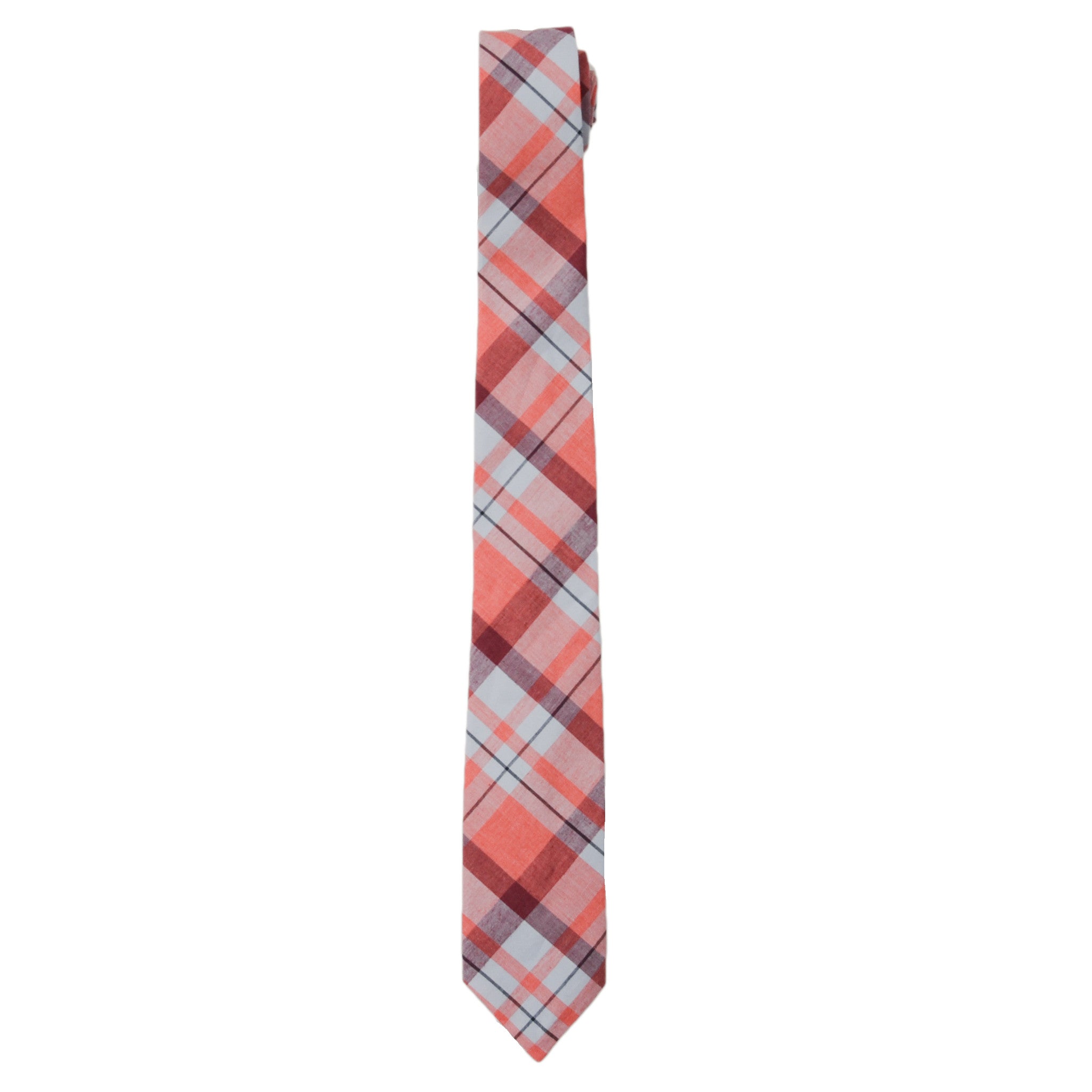 Sandover Neck Tie - Peach Red Plaid-Grayers