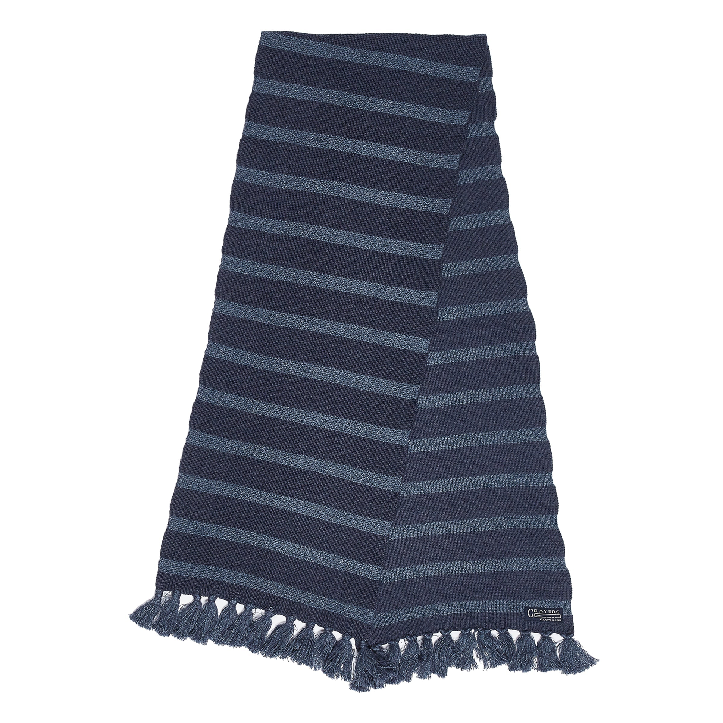 Joseph Textured Stripe Scarf - Navy Stripe-Grayers