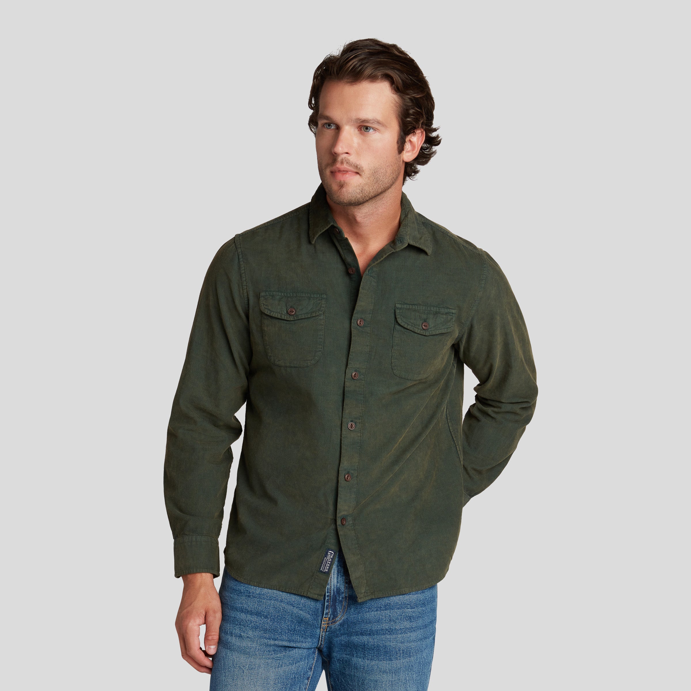 Jeremiah Vintage Garment Dyed Cord Shirt - Deep Forest – Grayers
