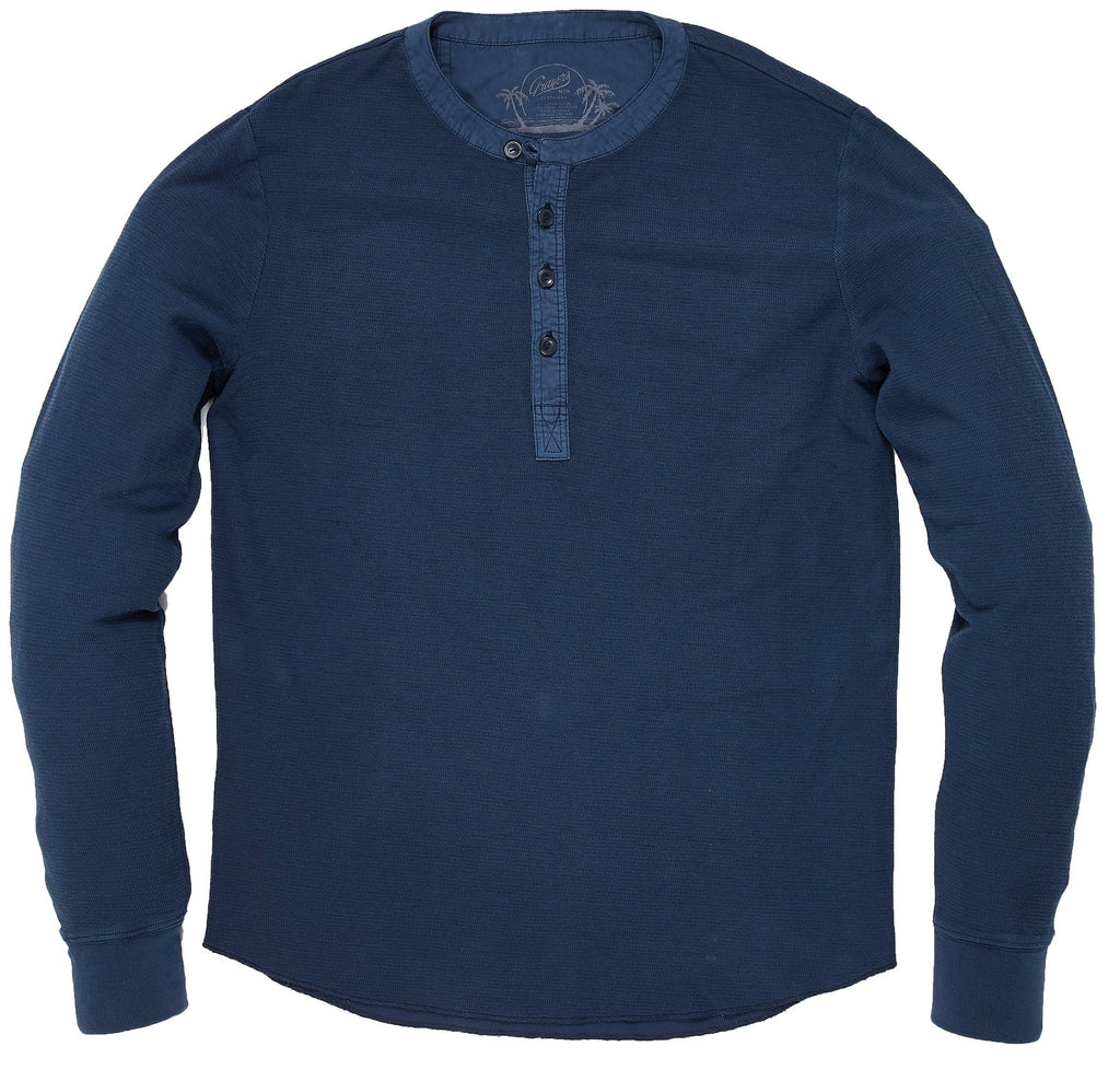 Campesina Double Cloth Thermal Henley - Insignia Blue-Grayers