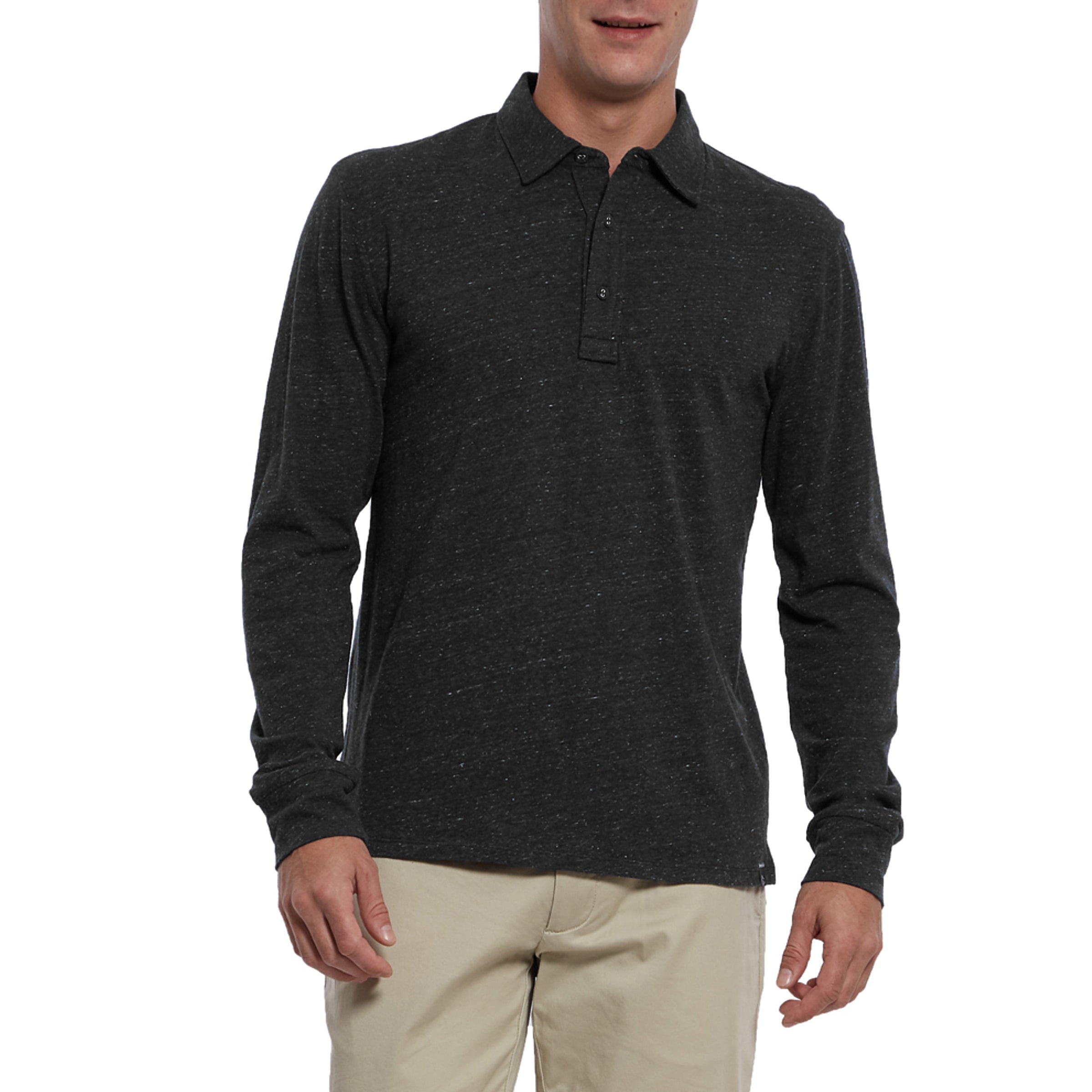 Hartford Nep Jersey Long Sleeve Polo - Charcoal Heather (Final Sale ...