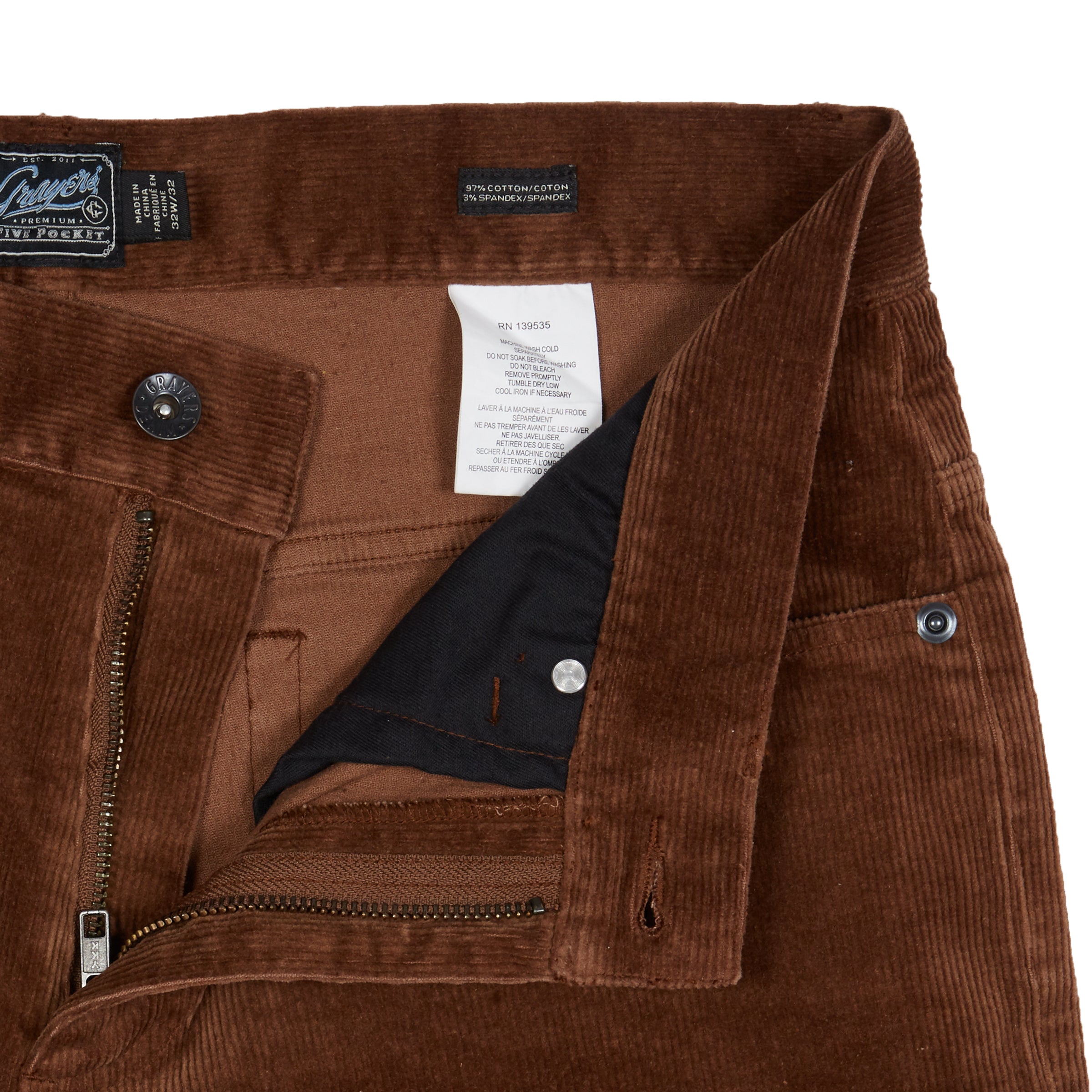 Burlington 5 Pocket Stretch Corduroy - British tan-Grayers