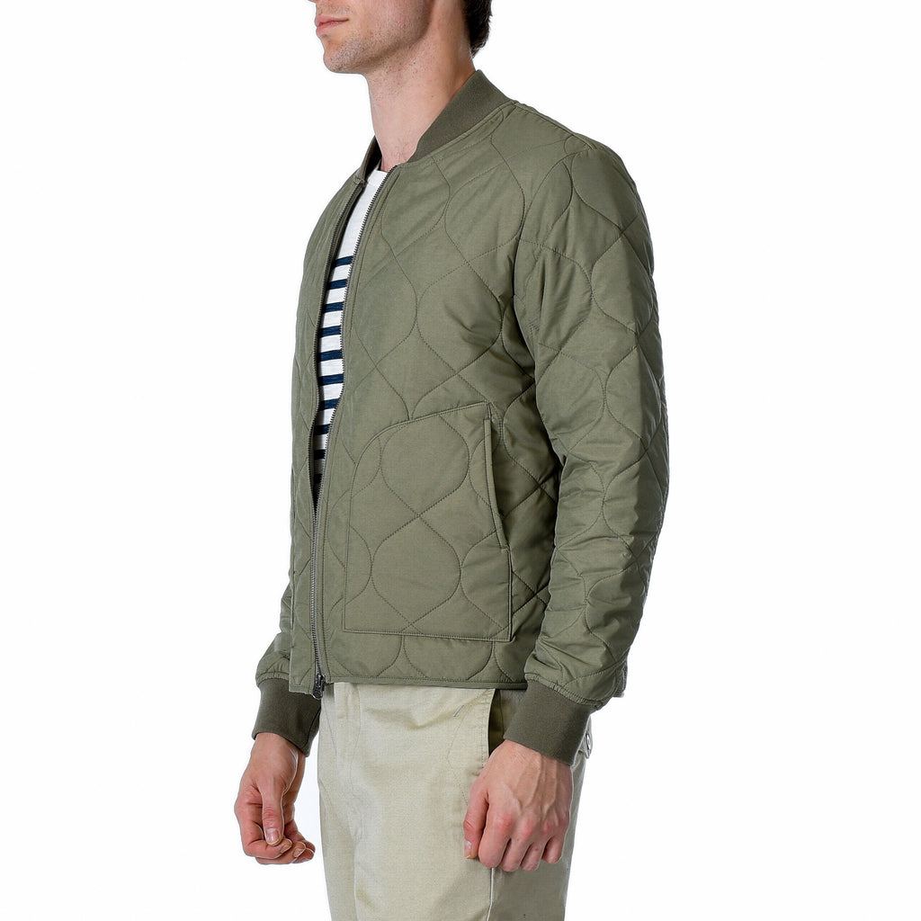 Daines Lightweight Quilted Bomber - Olive-Grayers