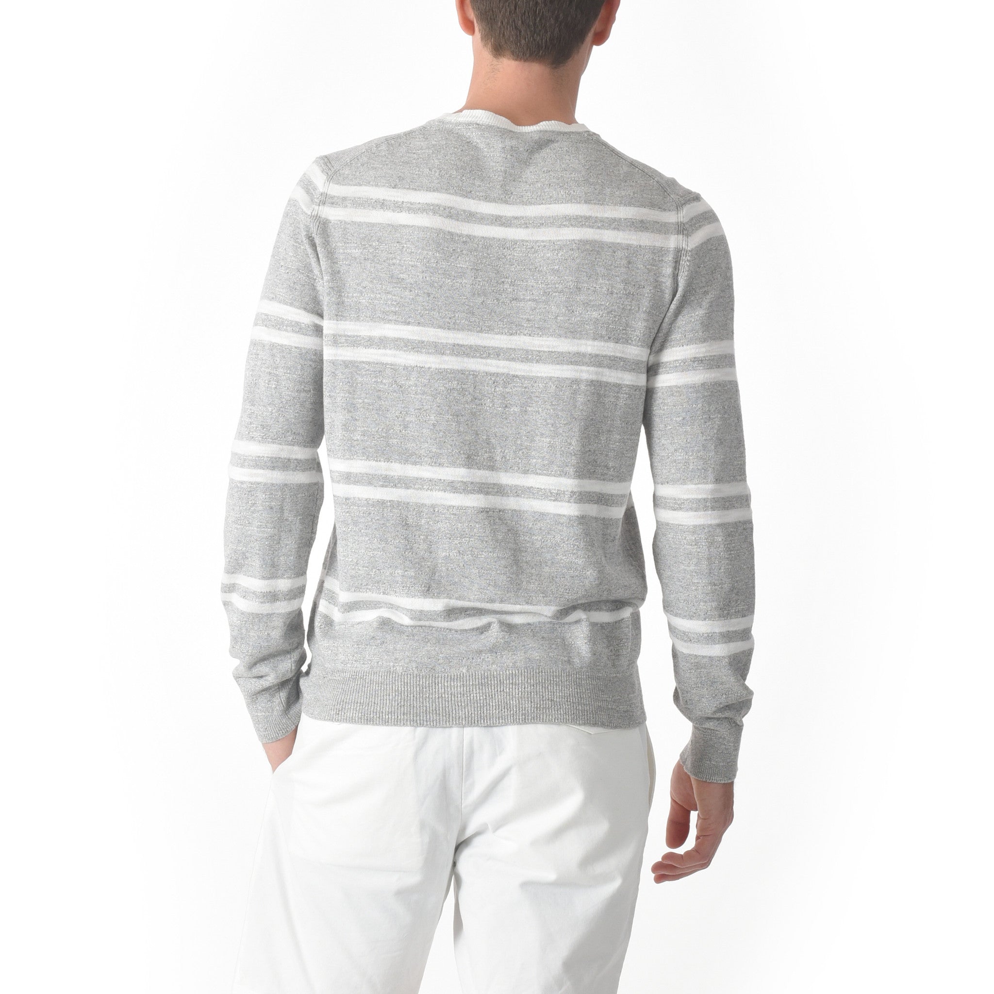 Shore Club Double Stripe Crew - Gray Heather Neutral Stripe-Grayers