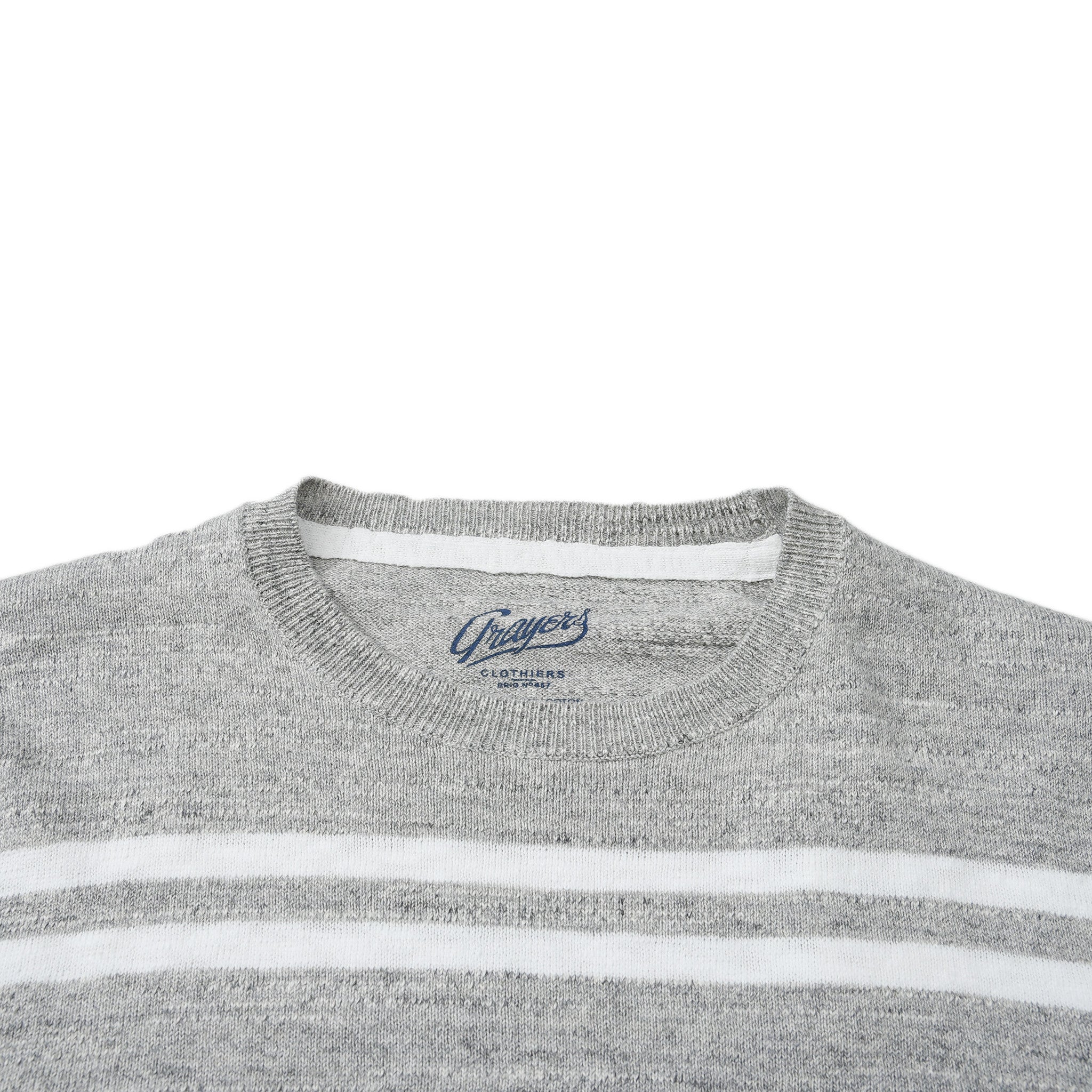 Shore Club Double Stripe Crew - Gray Heather Neutral Stripe-Grayers