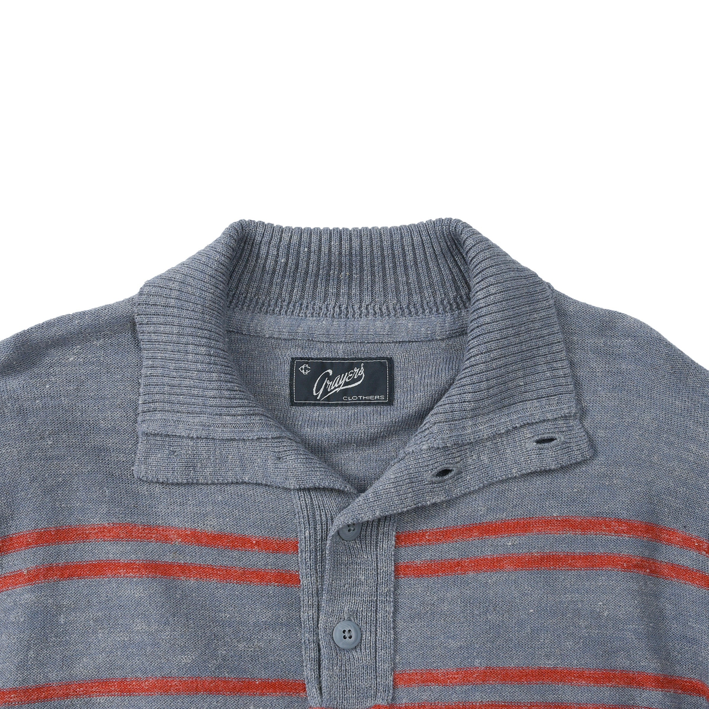 Wadsworth Wool Linen Stripe Mock - Gray Heather/Red Orange-Grayers