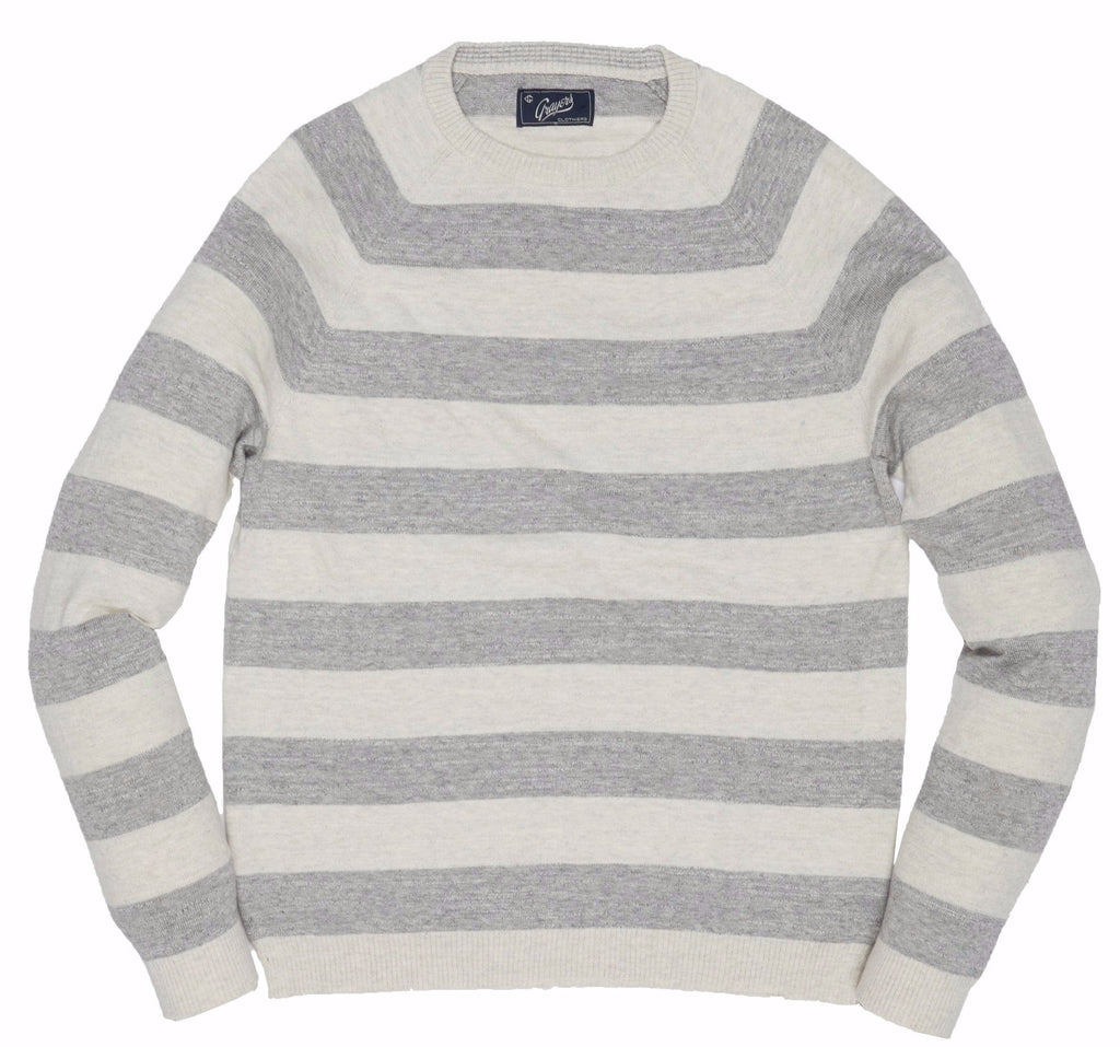Surf Stripe Sweater - Cream Gray Stripe-Grayers