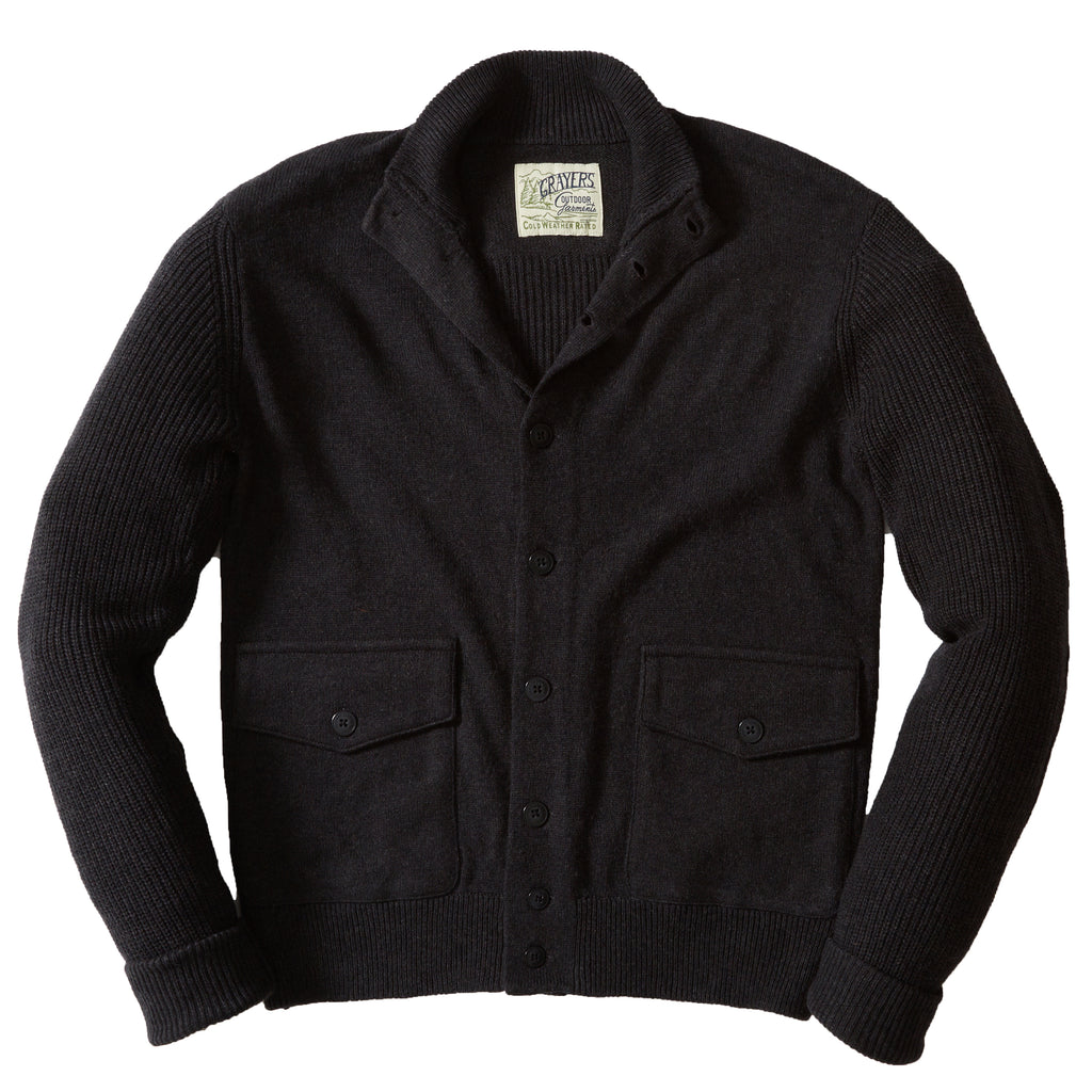 Mortimer's Funnel Cardigan Black Oyster Grayers