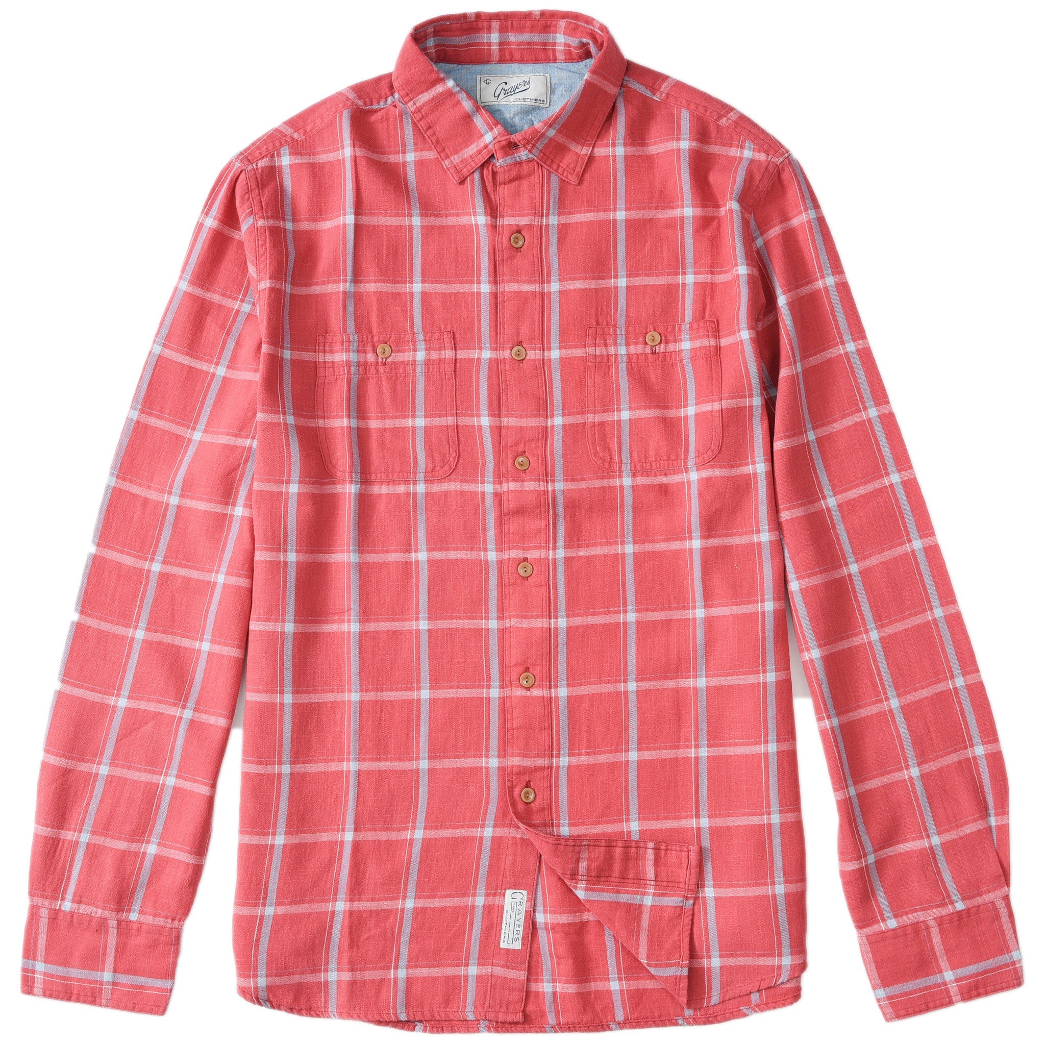 Sterling Slub Twill Shirt - Red Blue Windowpane-Grayers