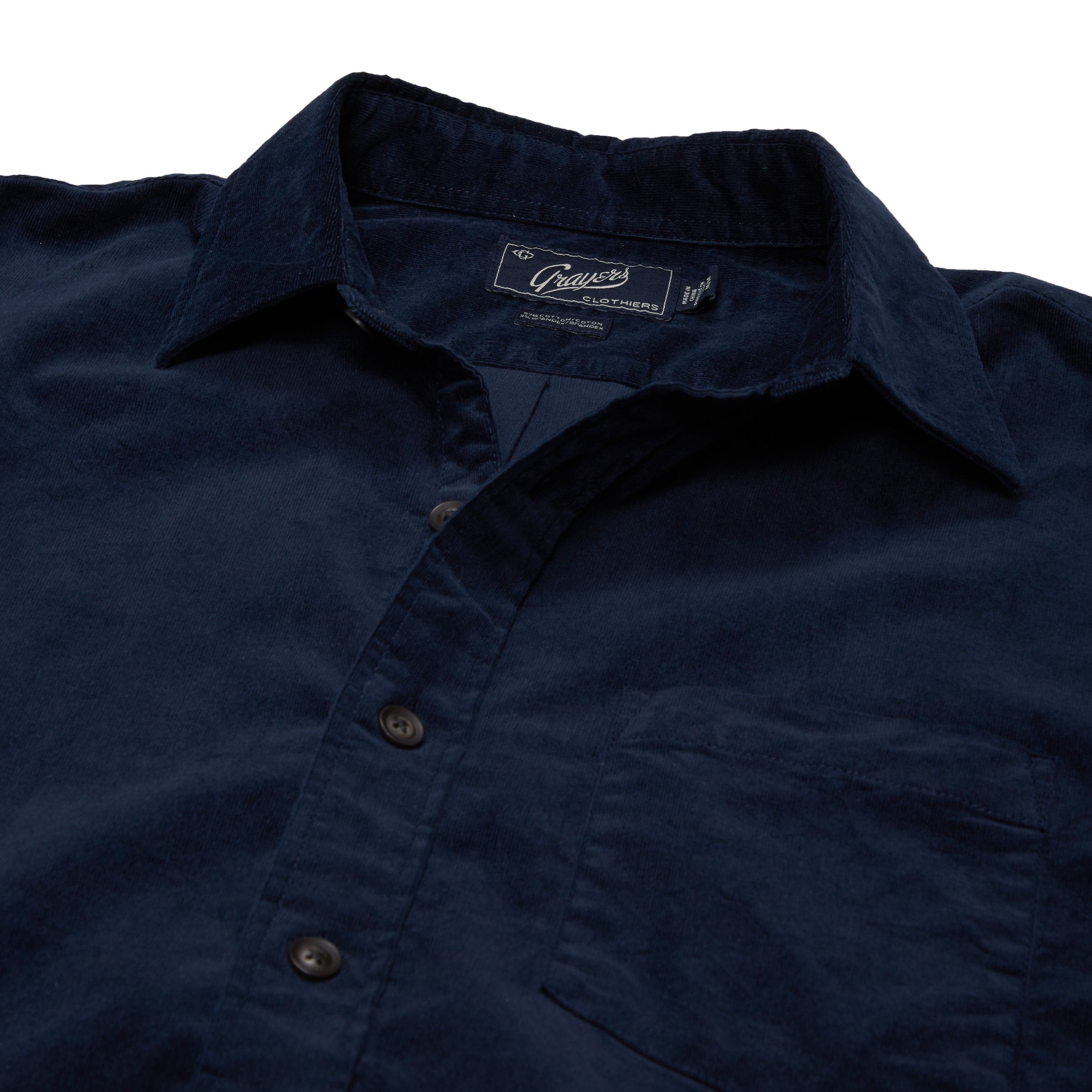 Sutherland Stretch Corduroy Shirt - Caviar-Grayers