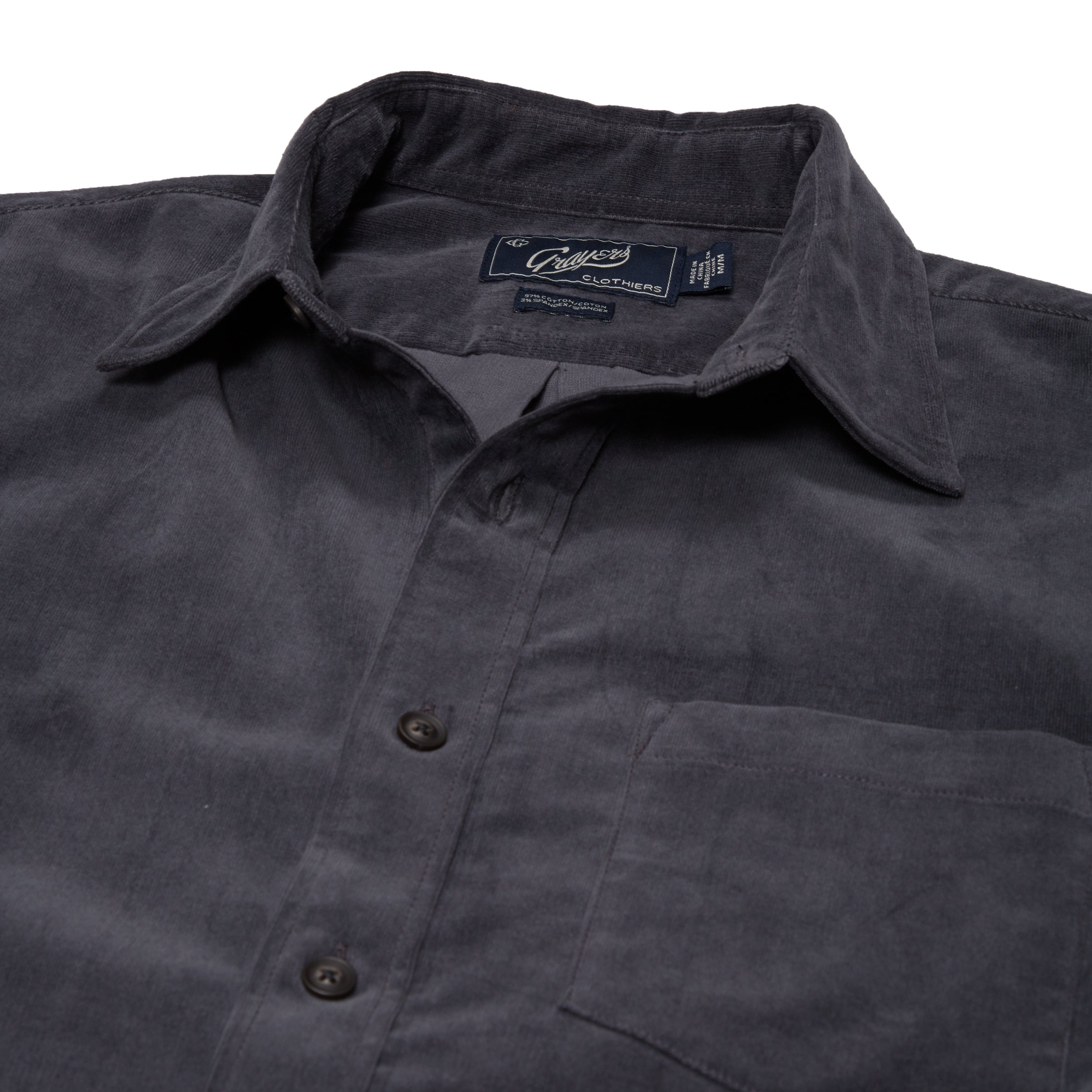 Sutherland Stretch Corduroy Shirt - Pewter-Grayers