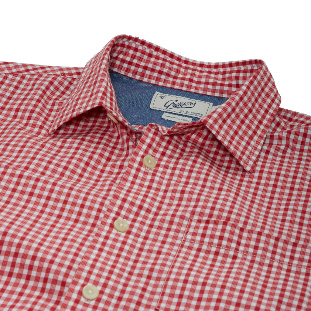 Stuart Tinted Poplin Gingham Shirt - Red-Grayers