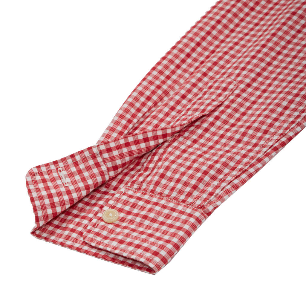 Stuart Tinted Poplin Gingham Shirt - Red-Grayers