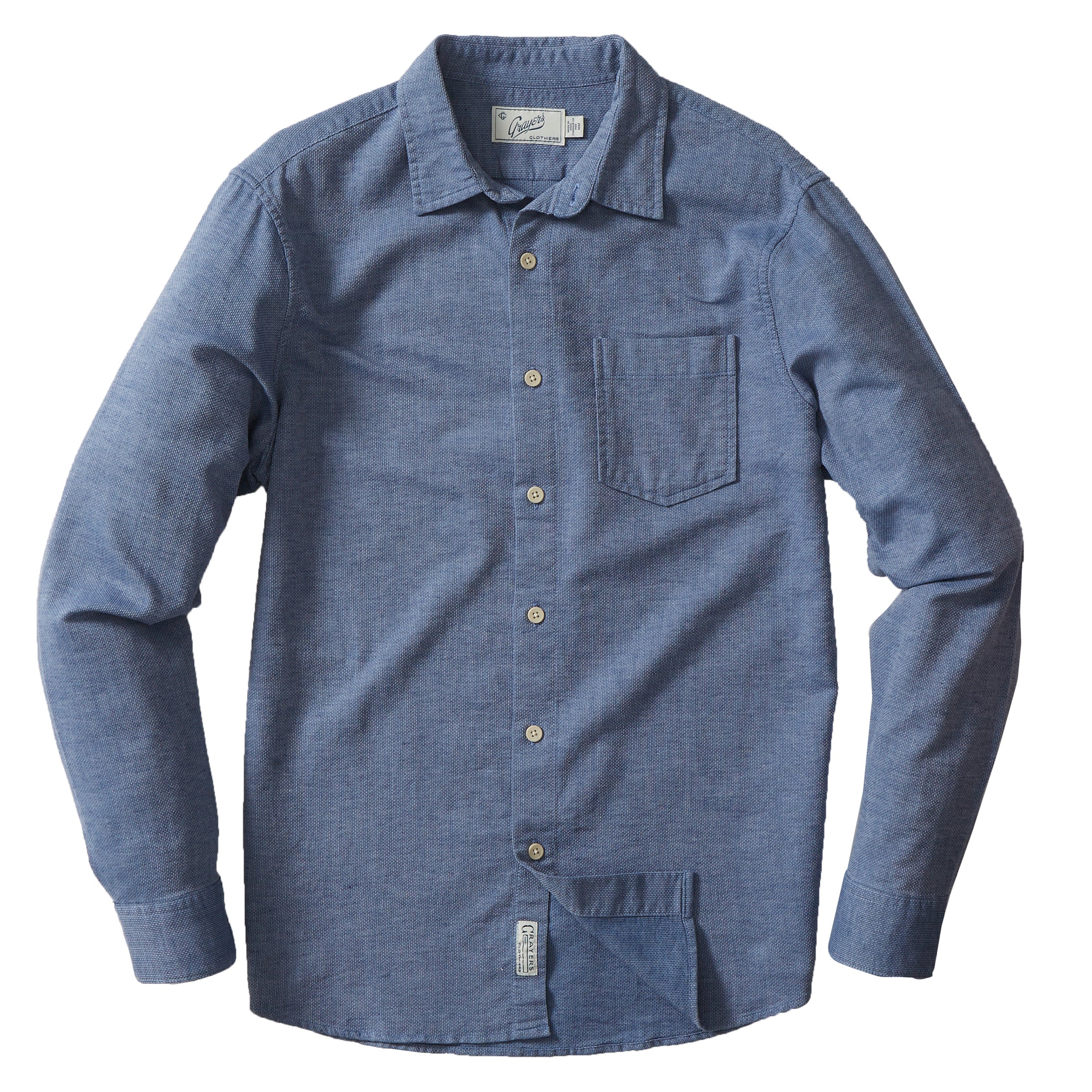 Textured Basketweave Shirt - Blue – Grayers